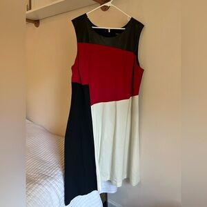 Prabal Gurung Tri-Color Midi‎ Dress - Red, Black, White
